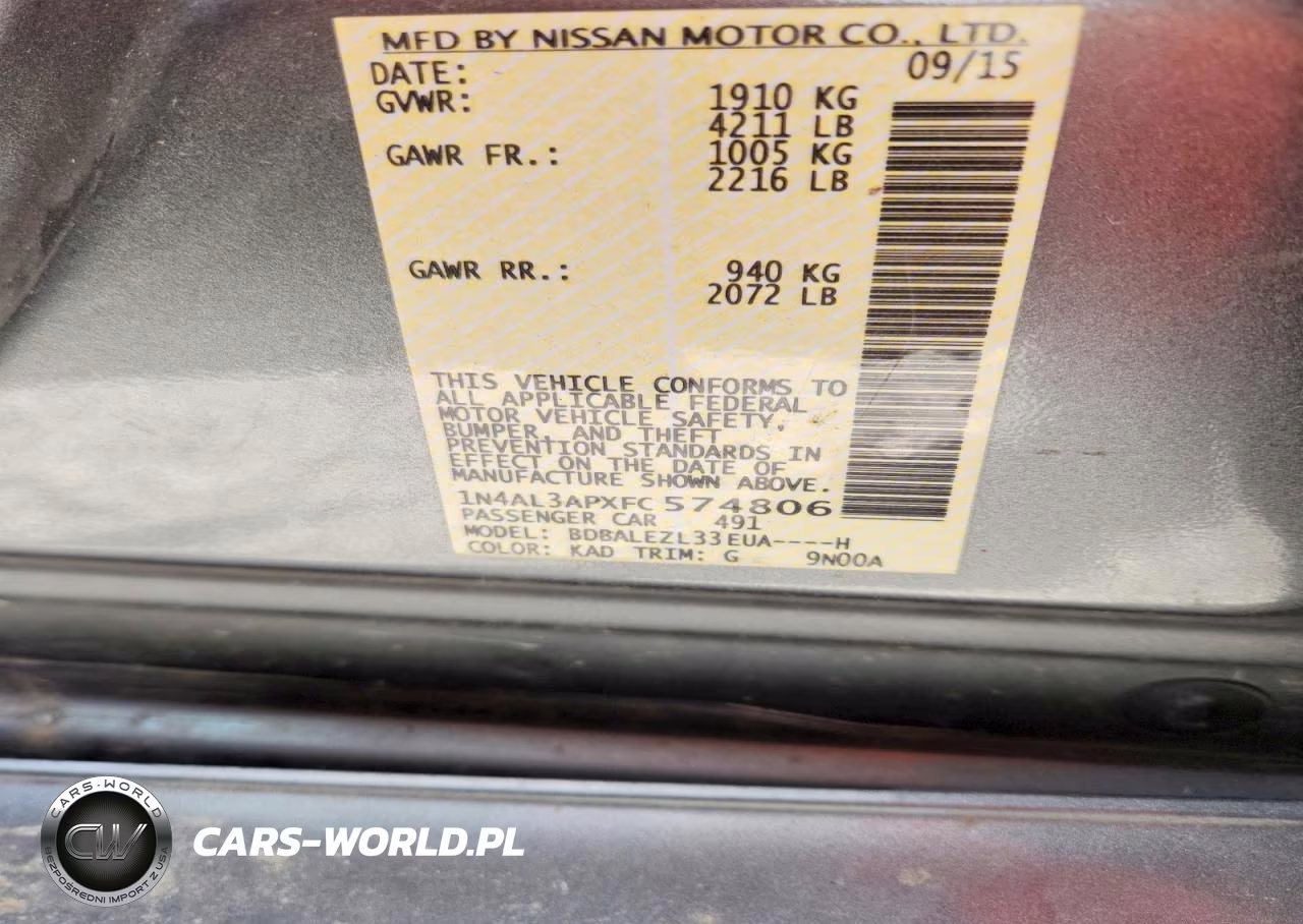 2015 Nissan Altima 2.5 S VIN:1N4AL3APXFC574806 - 13