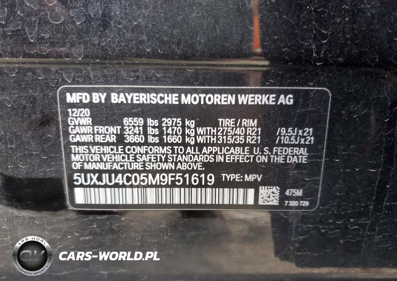 2021 BMW X5 M50I VIN:5UXJU4C05M9F51619 - 12