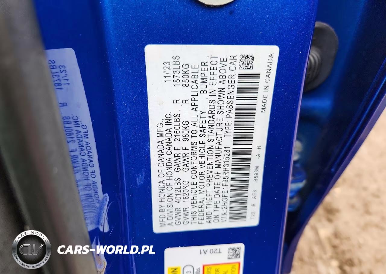 2024 Honda Civic Touring VIN:2HGFE1F95RH315281 - 12