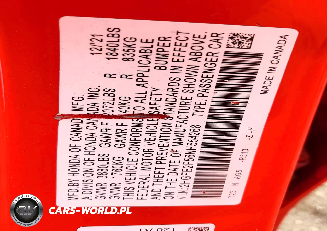 2022 Honda Civic Sport VIN:2HGFE2F56NH554268 - 12