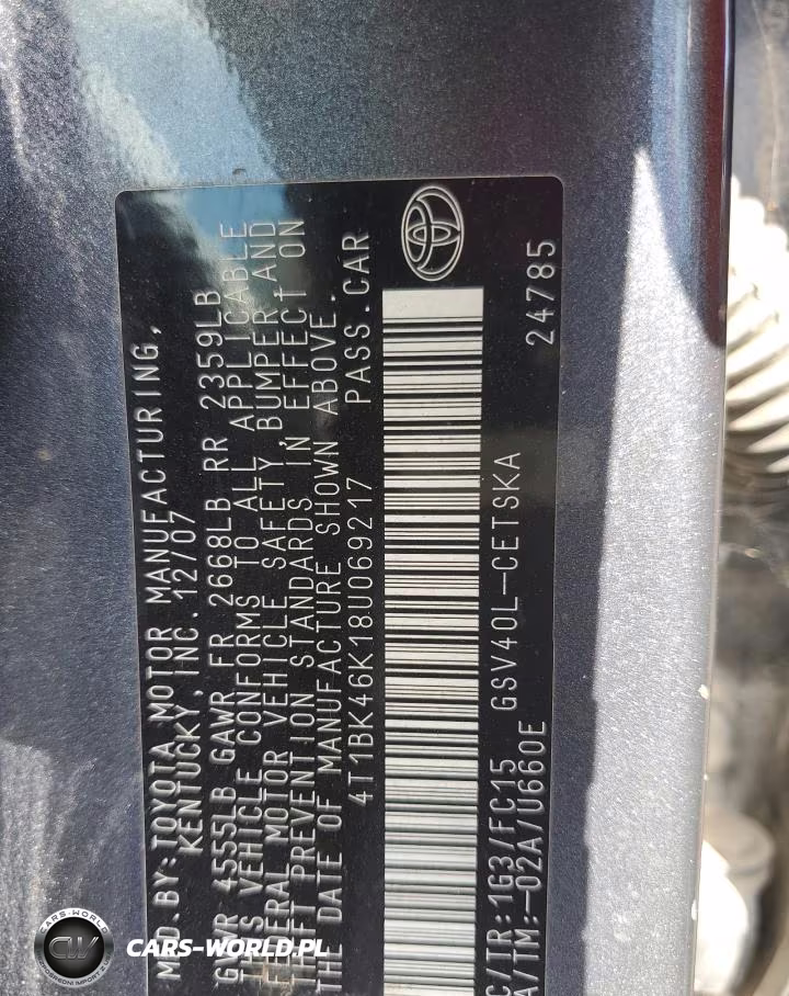 2008 Toyota Camry Le VIN:4T1BK46K18U069217 - 12