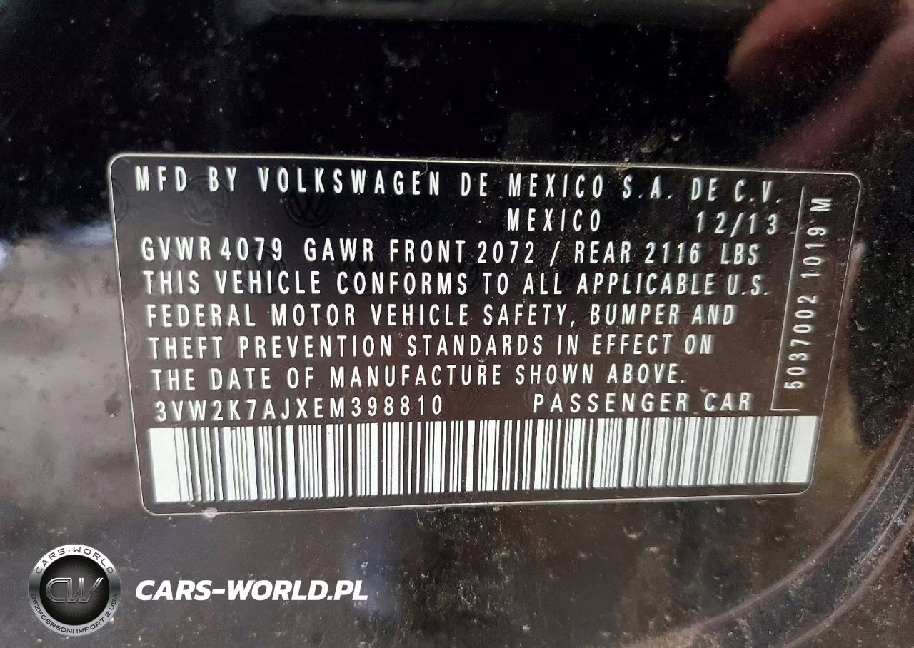 2014 Volkswagen Jetta VIN:3VW2K7AJXEM398810 - 12