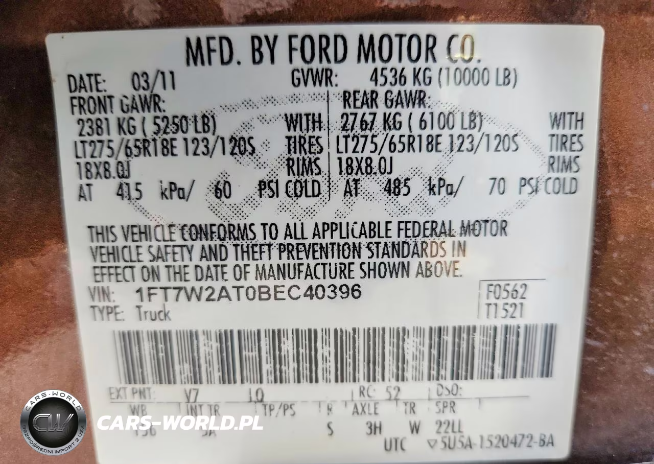 2011 Ford F250 Super Duty VIN:1FT7W2AT0BEC40396 - 13