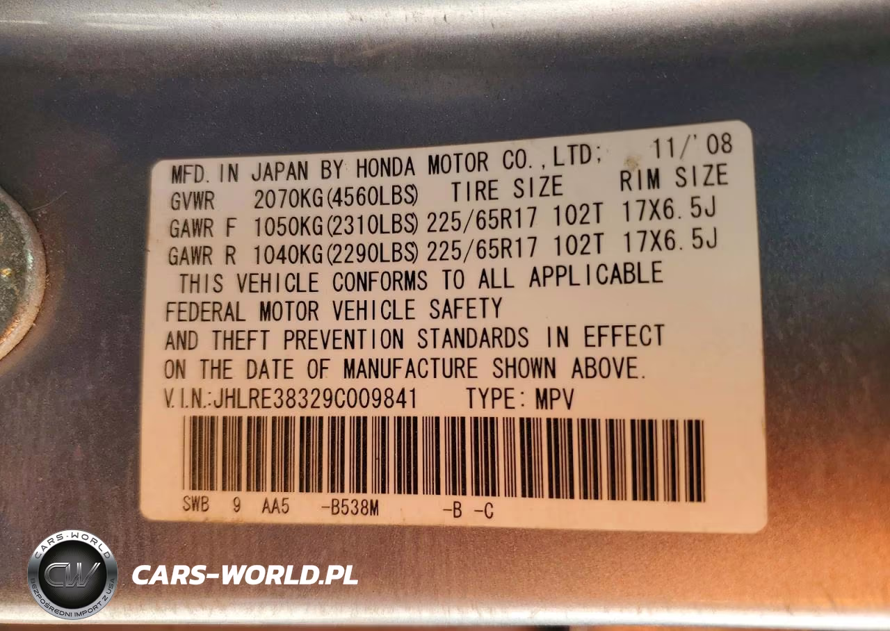 2009 Honda Cr-V Lx VIN:JHLRE38329C009841 - 13