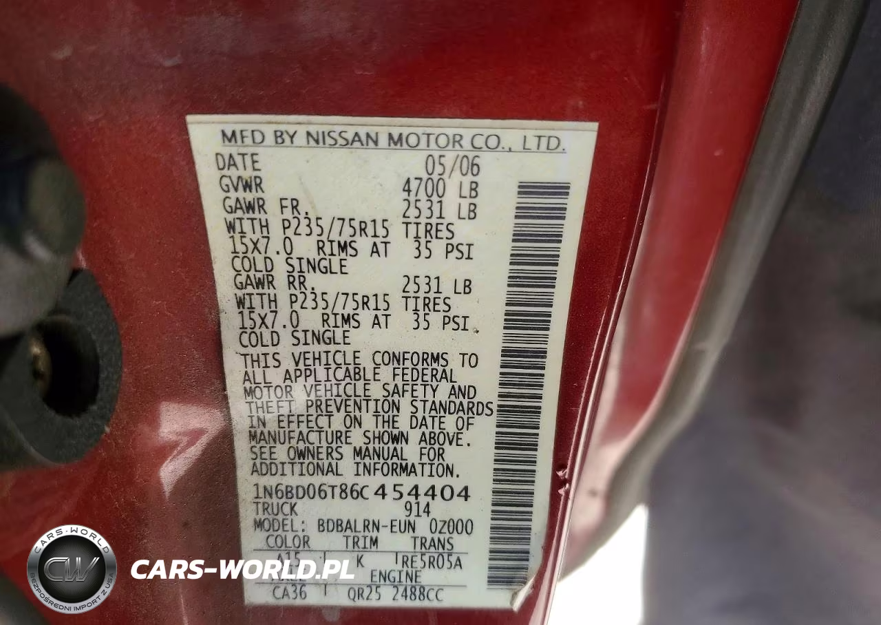 2006 Nissan Frontier VIN:1N6BD06T86C454404 - 12
