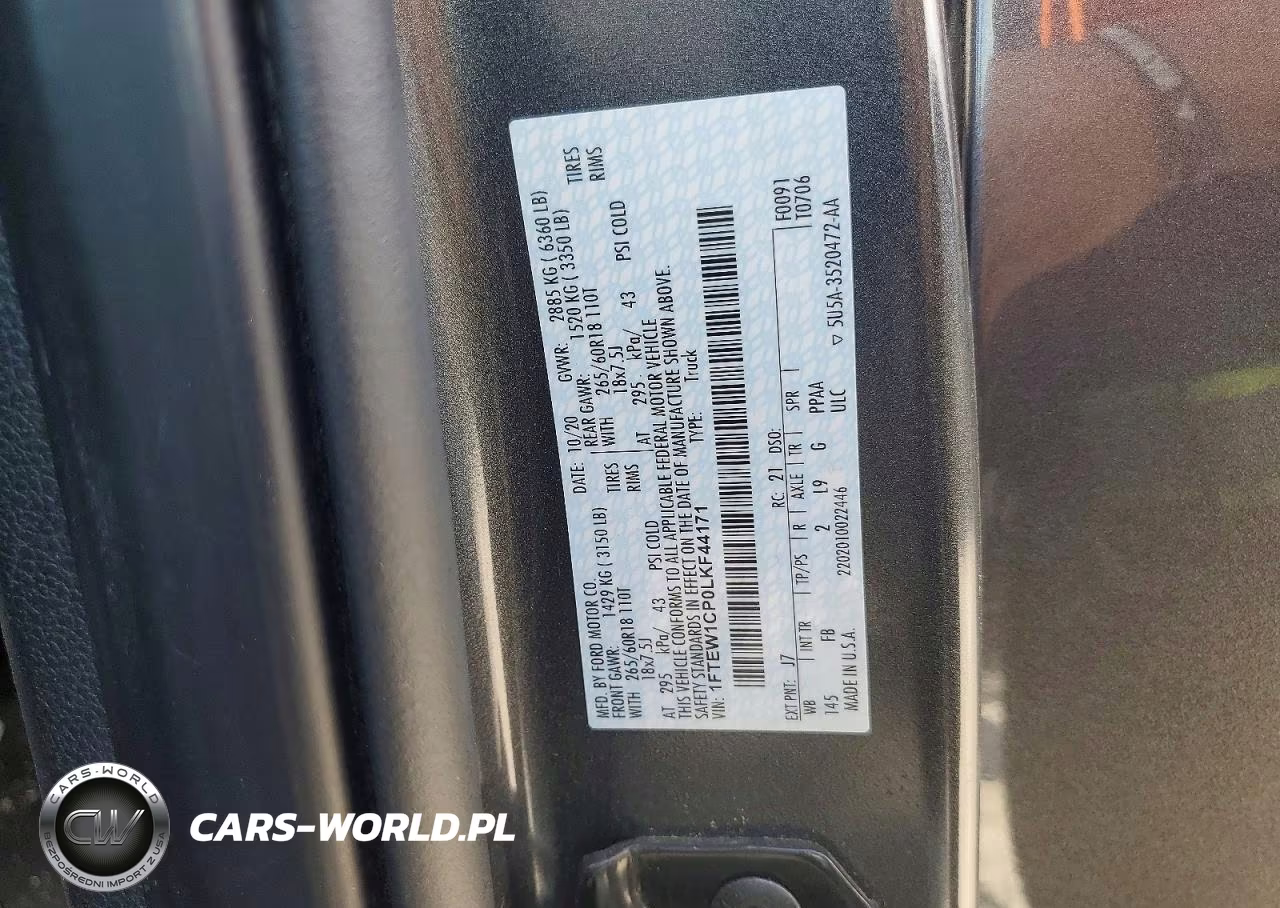 2020 Ford F150 Supercrew VIN:1FTEW1CP0LKF44171 - 12
