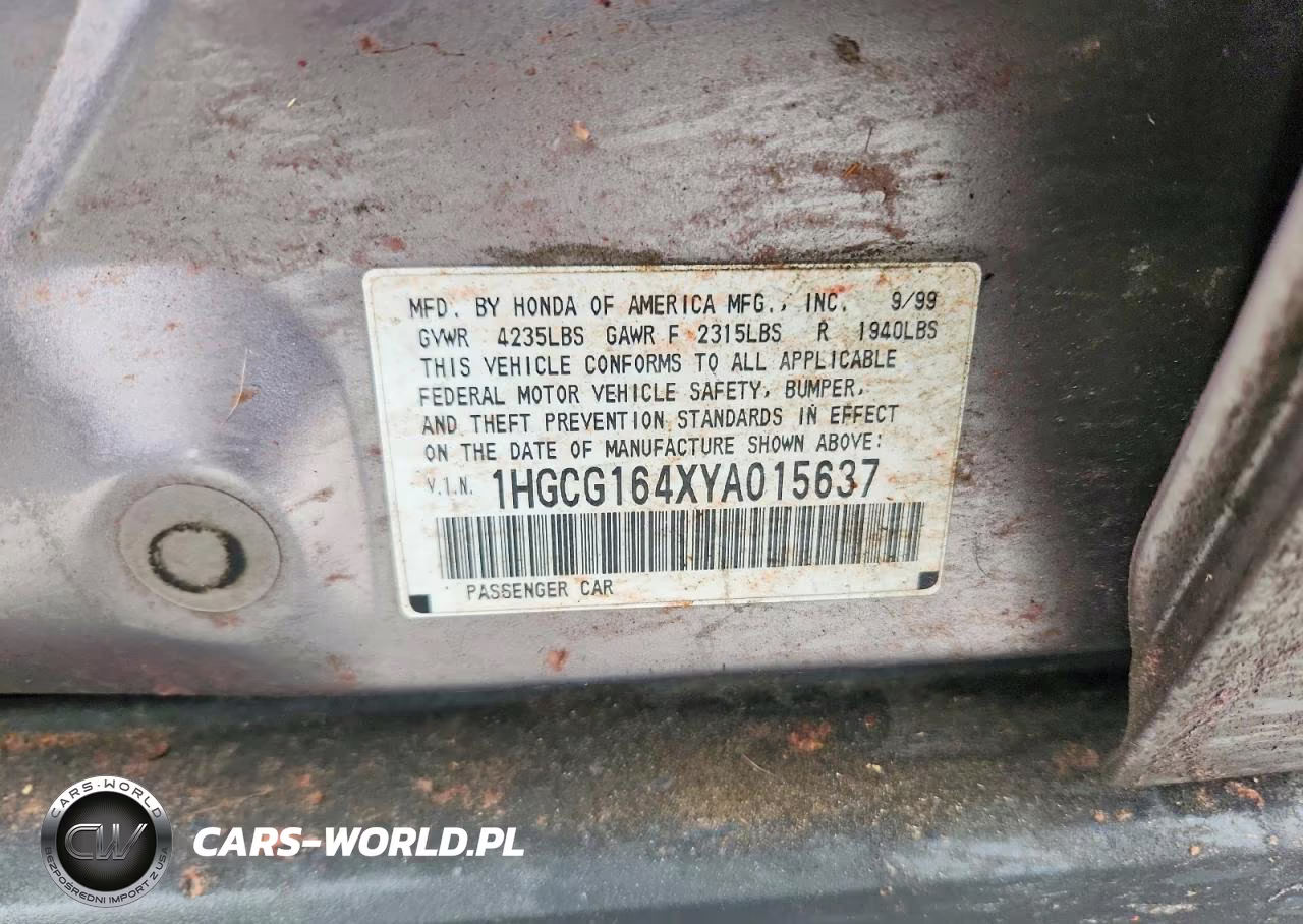 2000 Honda Accord Lx VIN:1HGCG164XYA015637 - 12