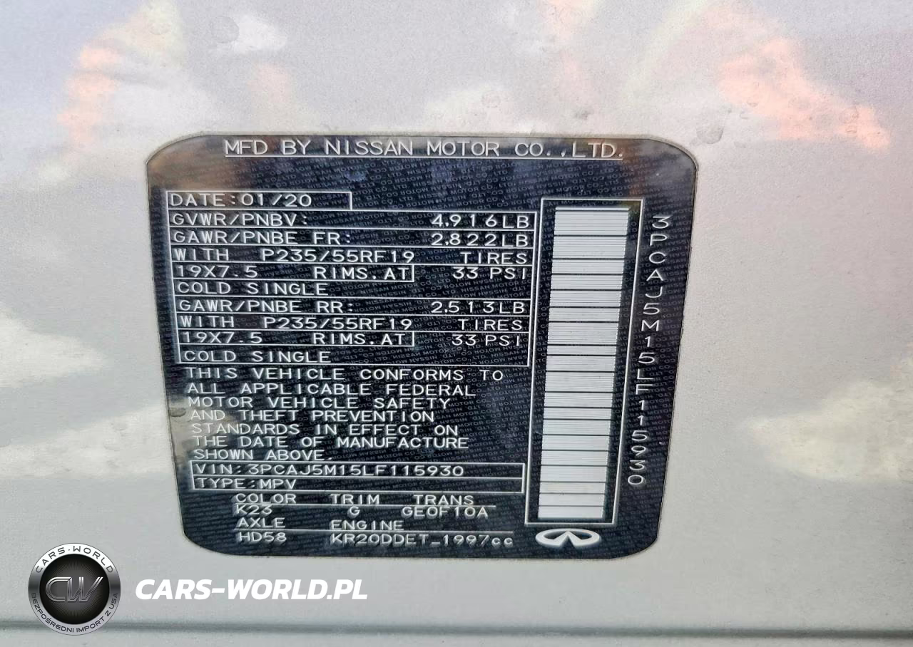 2020 Infiniti Qx50 Luxe VIN:3PCAJ5M15LF115930 - 12