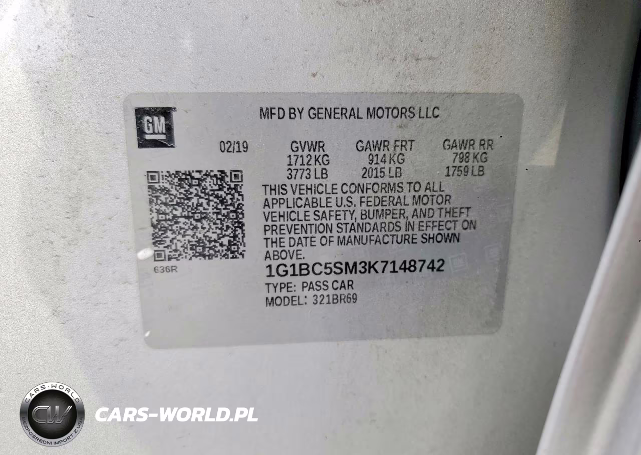 2019 Chevrolet Cruze Ls VIN:1G1BC5SM3K7148742 - 12