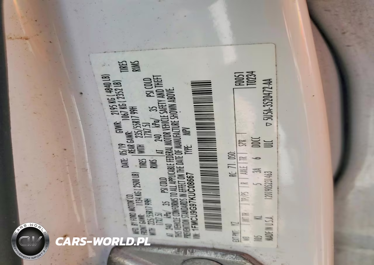 2019 Ford Escape Se VIN:1FMCU9G97KUC08667 - 13