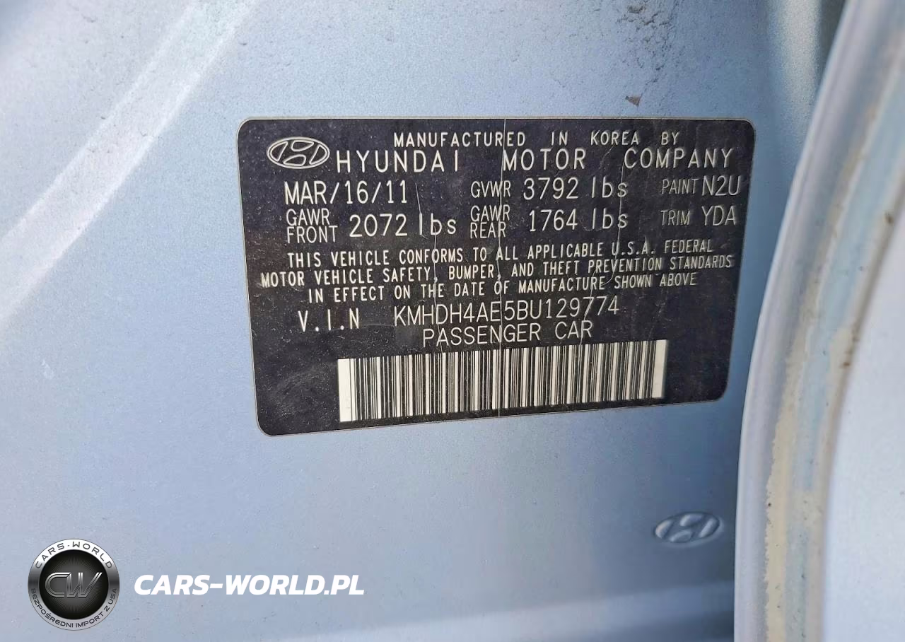 2011 Hyundai Elantra Gls VIN:KMHDH4AE5BU129774 - 12