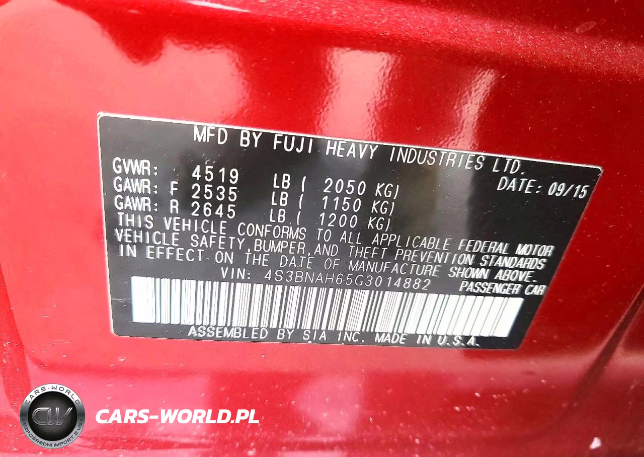 2016 Subaru Legacy 2.5I Premium VIN:4S3BNAH65G3014882 - 12