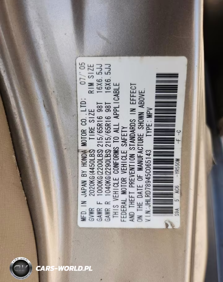 2005 Honda Cr-V Se VIN:JHLRD78945C065143 - 13