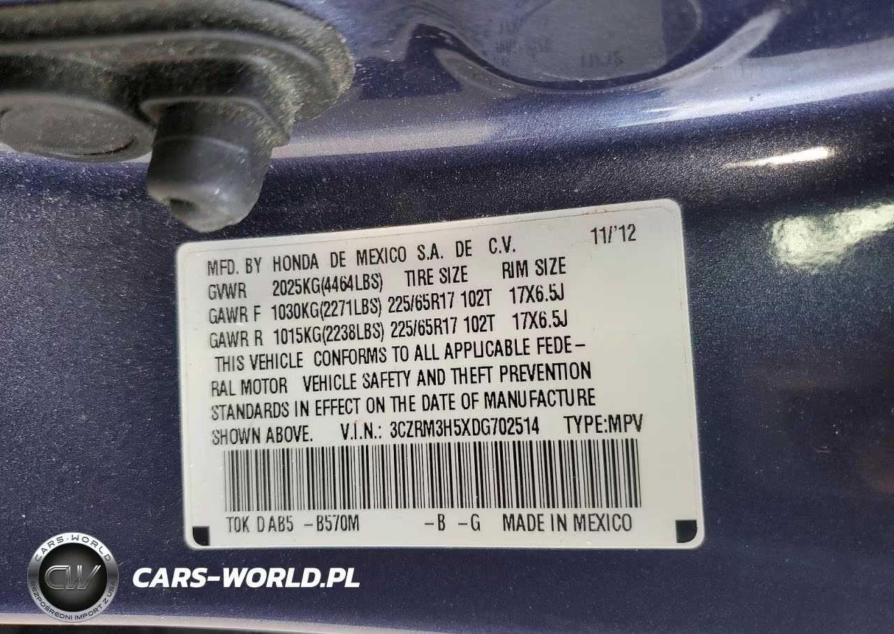 2013 Honda Cr-V Ex VIN:3CZRM3H5XDG702514 - 13