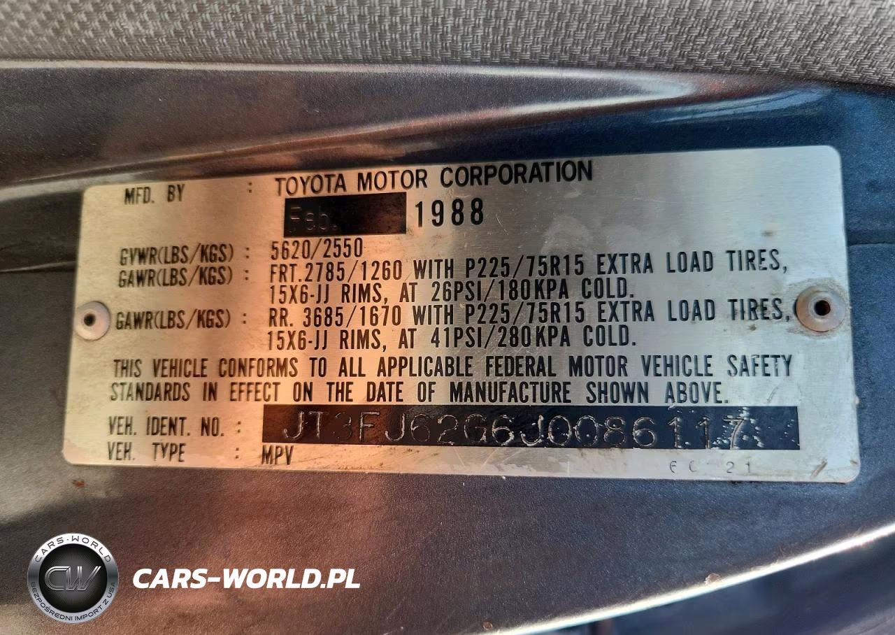 1988 Toyota Land Cruiser Base VIN:JT3FJ62G6J0086117 - 12