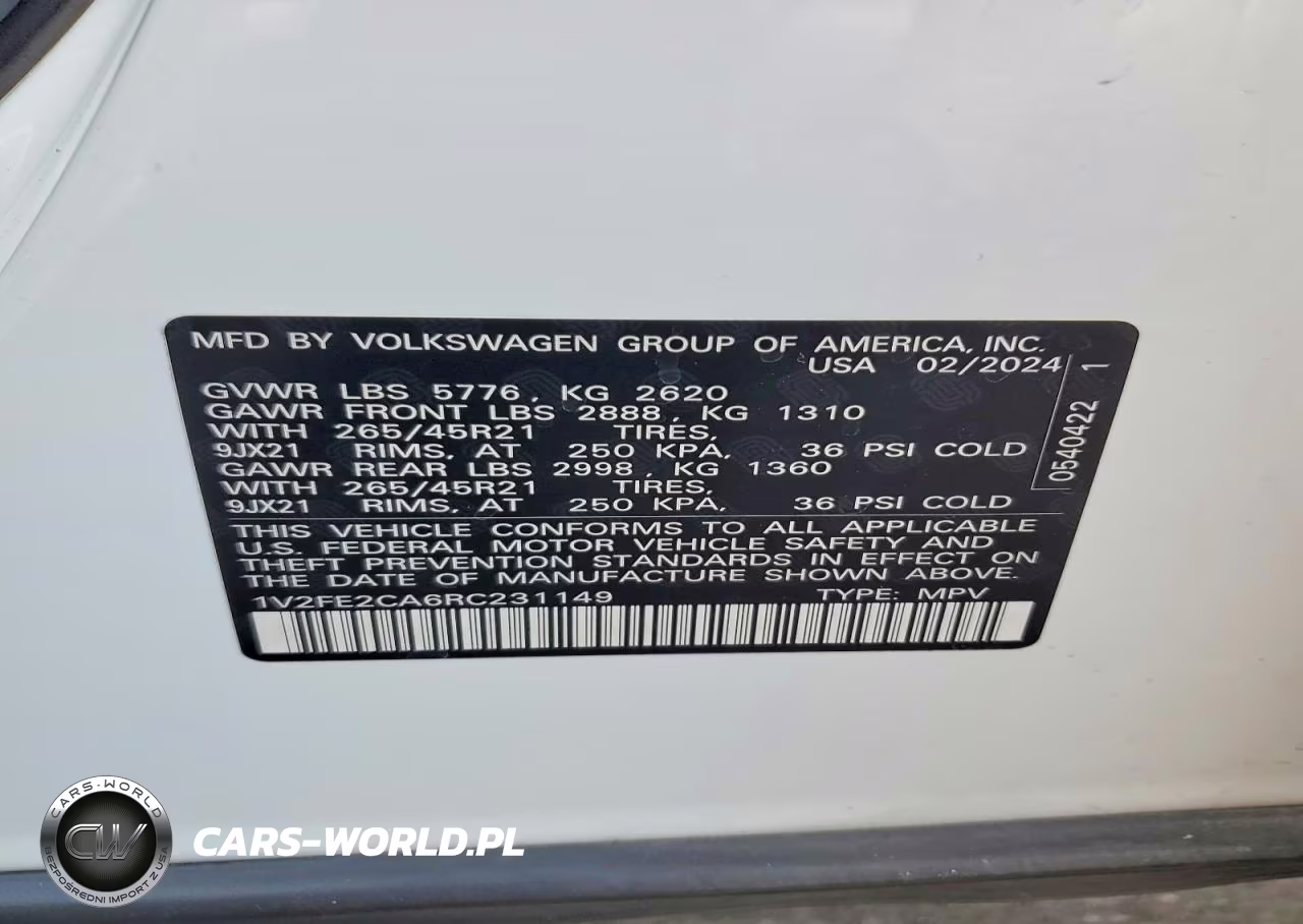 2024 Volkswagen Atlas Cross Sport Sel Premium R-Line VIN:1V2FE2CA6RC231149 - 12