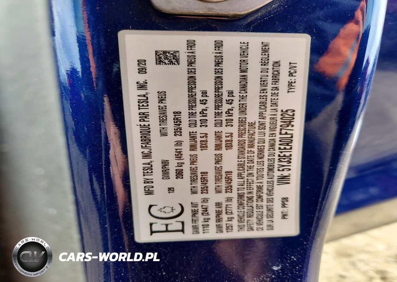 2020 Tesla Model 3 VIN:5YJ3E1EA0LF794025 - 12