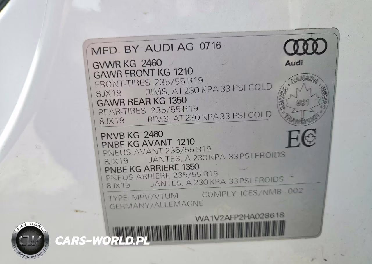2017 Audi Truck-Van Q5 4Dr Awd VIN:WA1V2AFP2HA028618 - 13