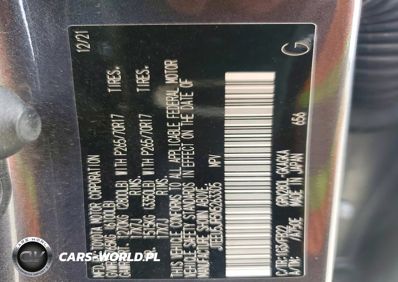 2022 Toyota 4Runner Sr5 VIN:JTEEU5JR5N5263305 - 12