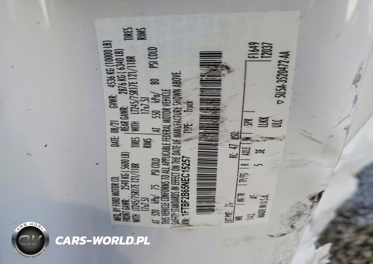 2022 Ford F250 Super Duty VIN:1FTBF2B65NEC15257 - 12