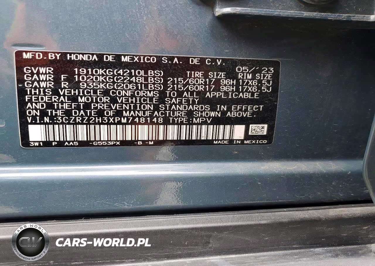 2023 Honda Hr-V Lx VIN:3CZRZ2H3XPM748148 - 12