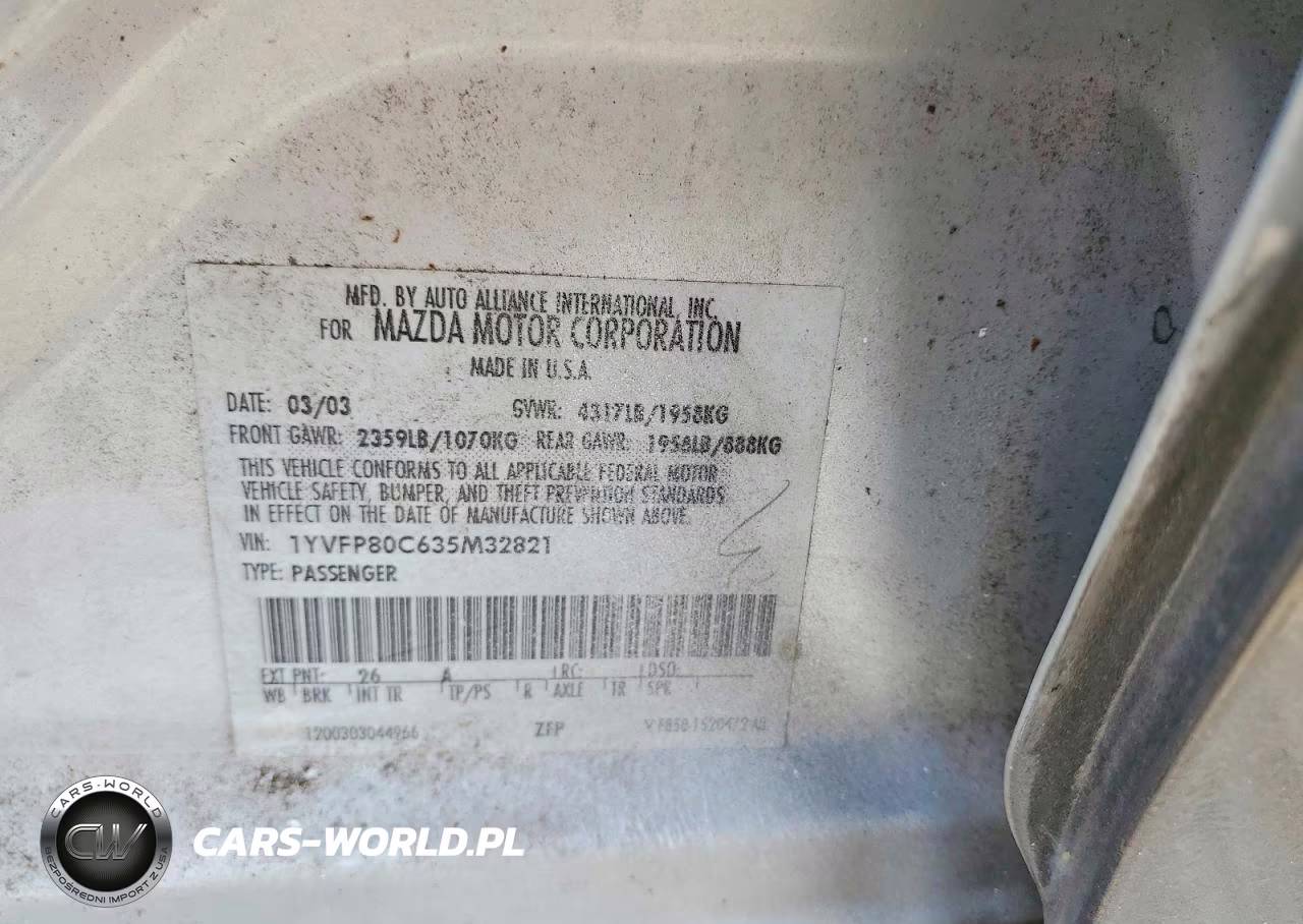 2003 Mazda 3 VIN:1YVFP80C635M32821 - 12