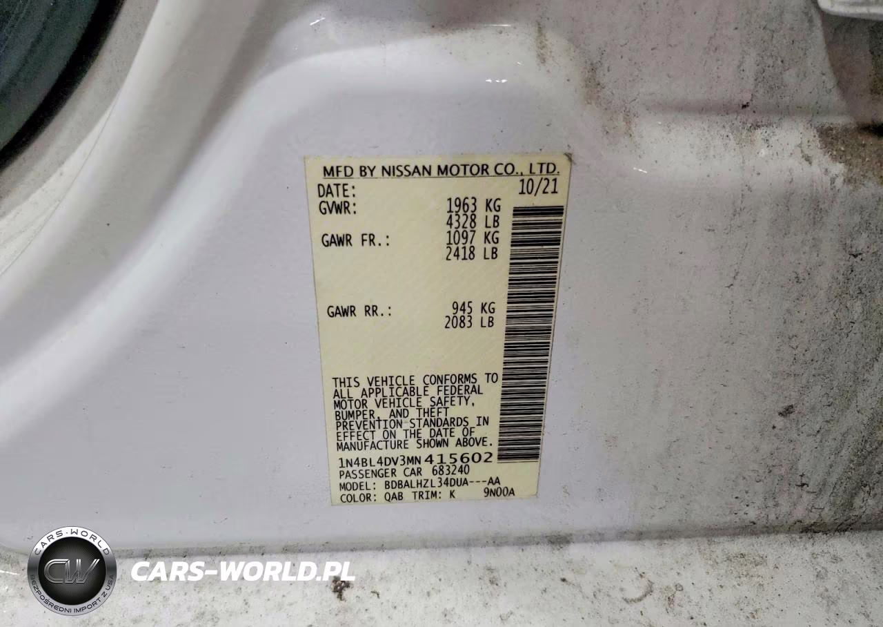 2021 Nissan Altima 2.5 Sv VIN:1N4BL4DV3MN415602 - 12