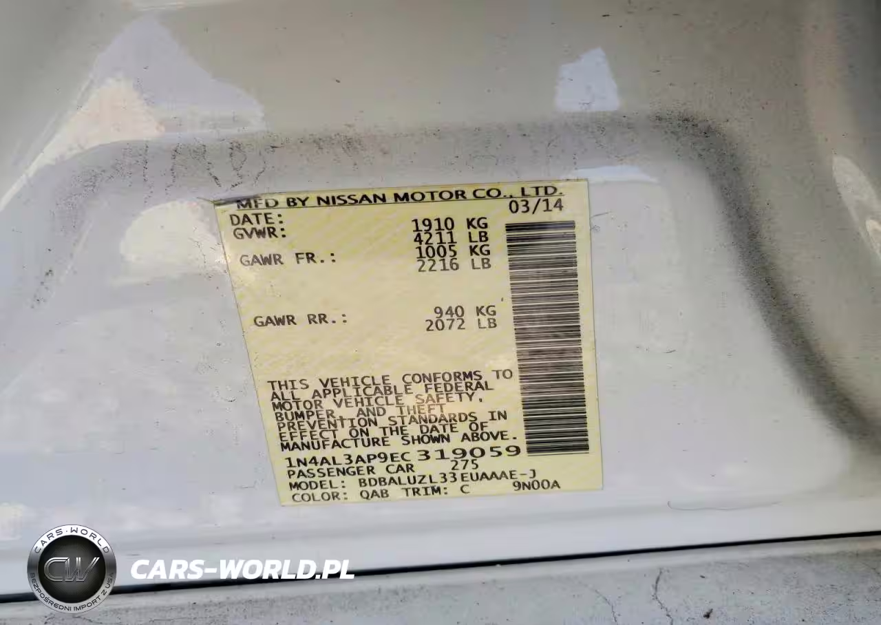2014 Nissan Altima 2.5 Sv VIN:1N4AL3AP9EC319059 - 12
