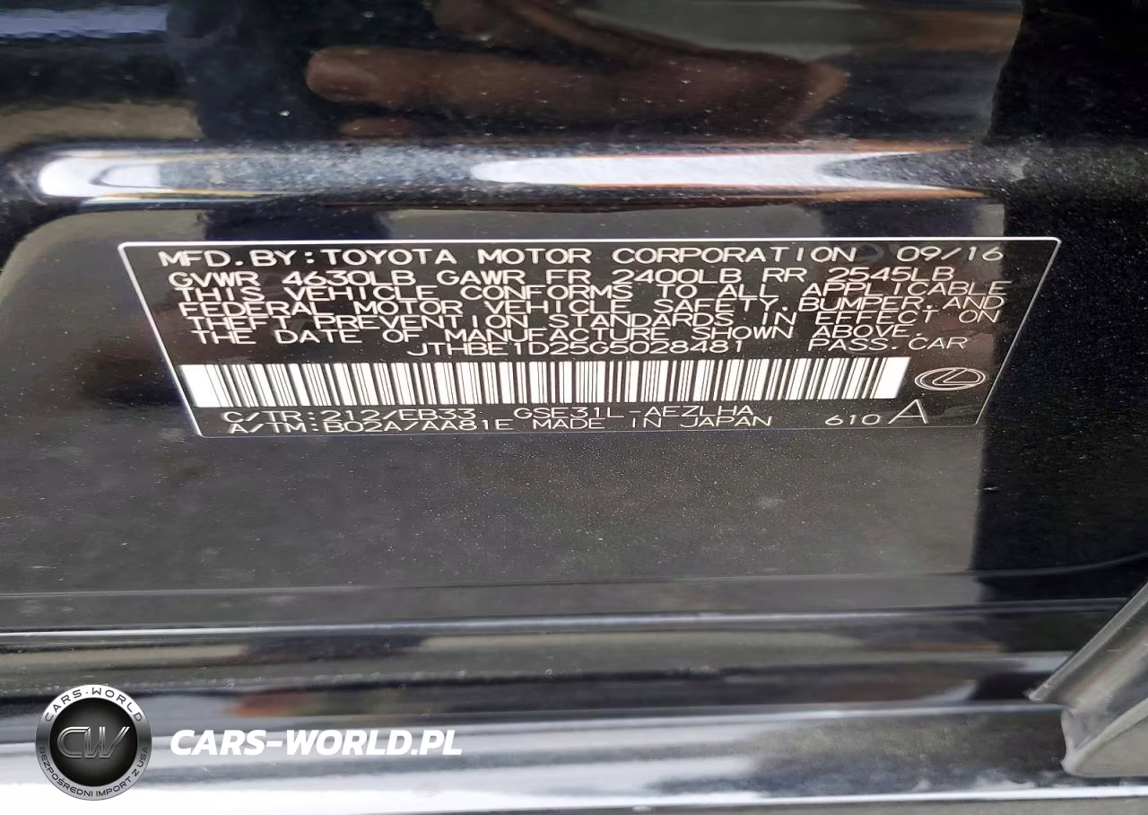 2016 Lexus Is 350 Base VIN:JTHBE1D25G5028481 - 12