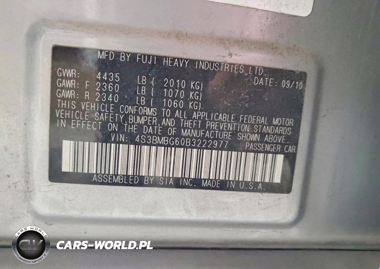2011 Subaru Legacy 2.5I Premium VIN:4S3BMBG60B3222977 - 12