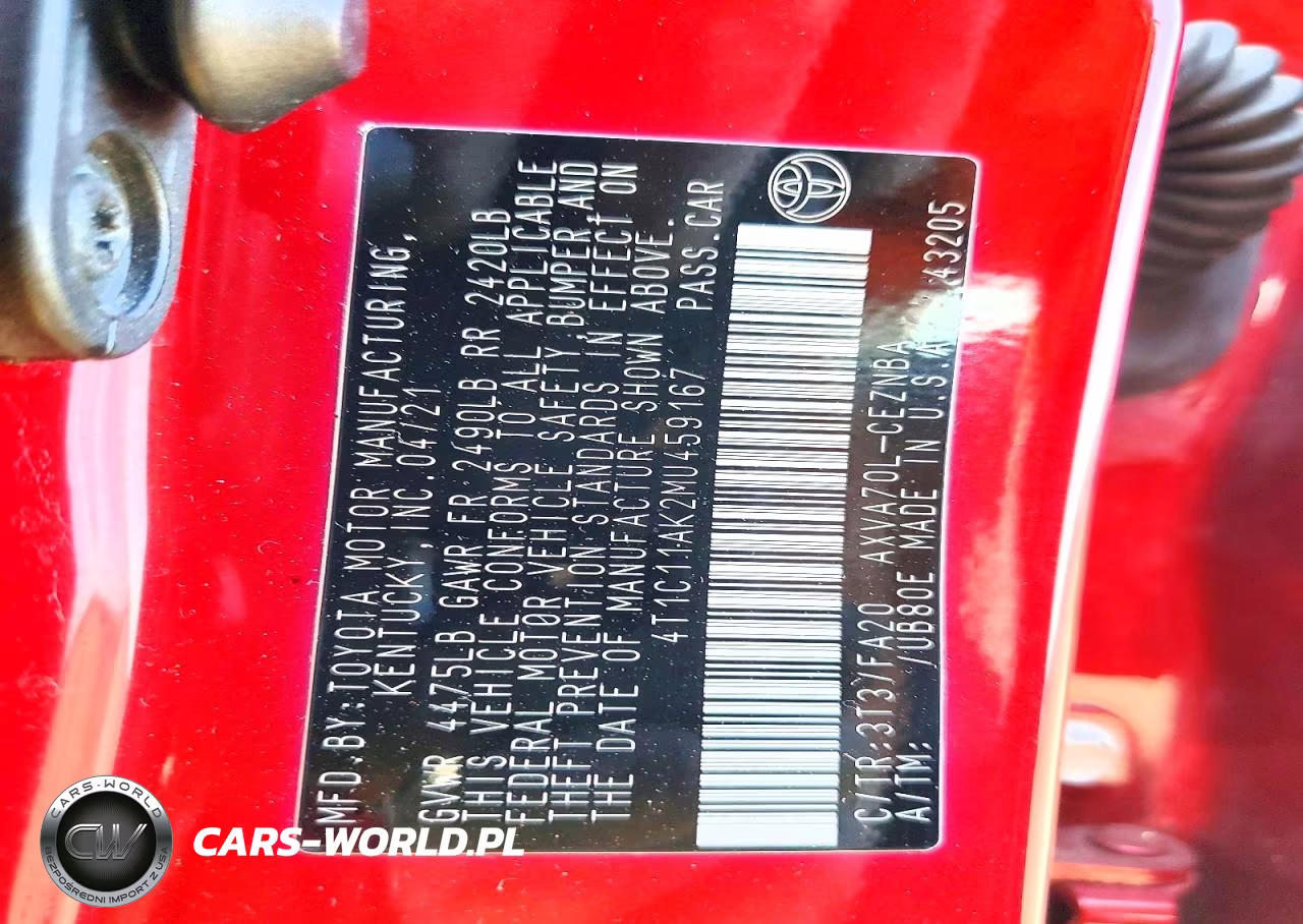 2021 Toyota Camry Le VIN:4T1C11AK2MU459167 - 12
