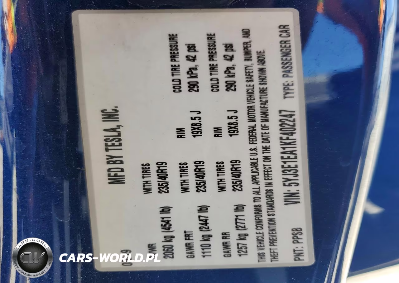 2019 Tesla Model 3 VIN:5YJ3E1EA1KF402247 - 13