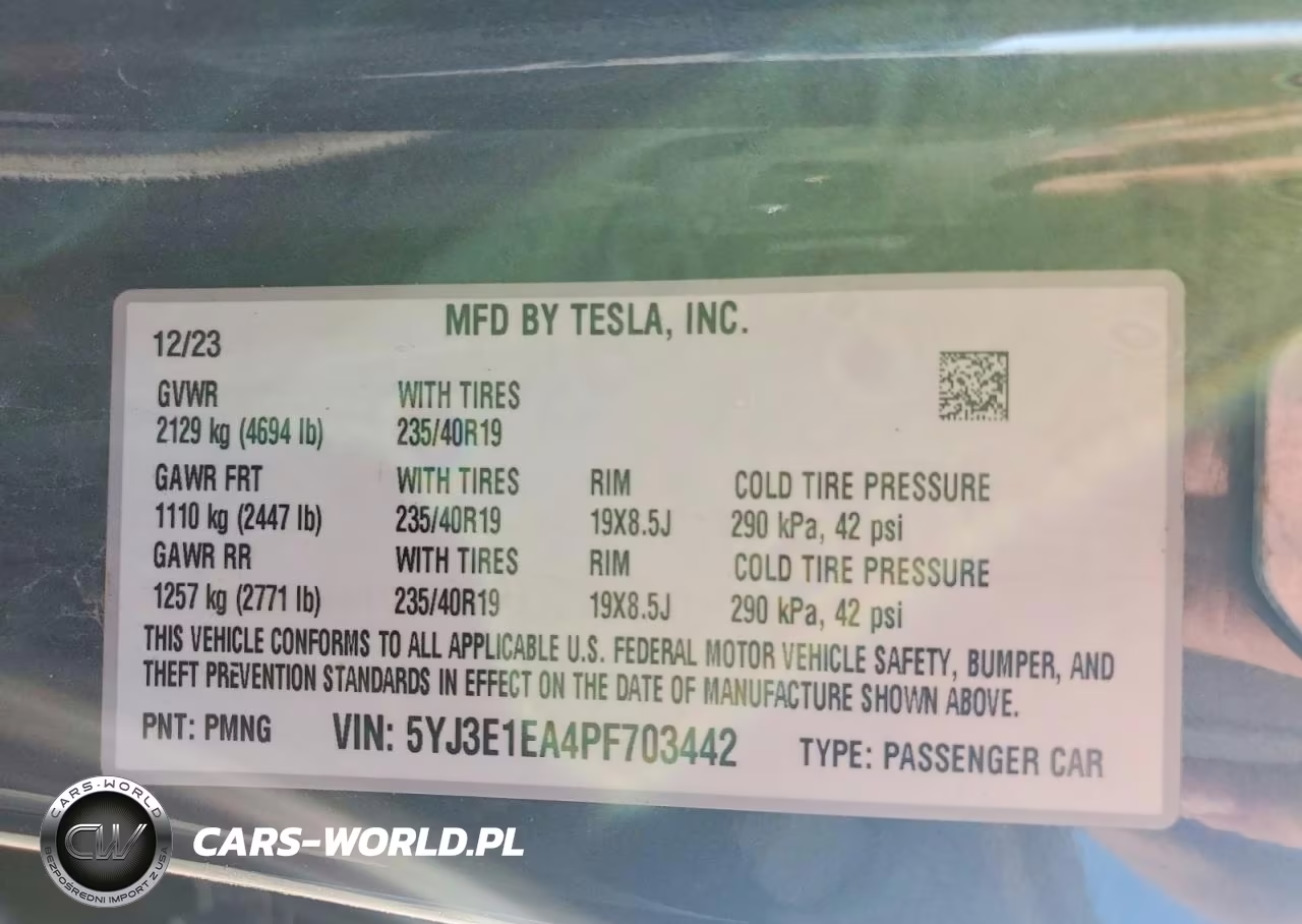 2023 Tesla Model 3 VIN:5YJ3E1EA4PF703442 - 12
