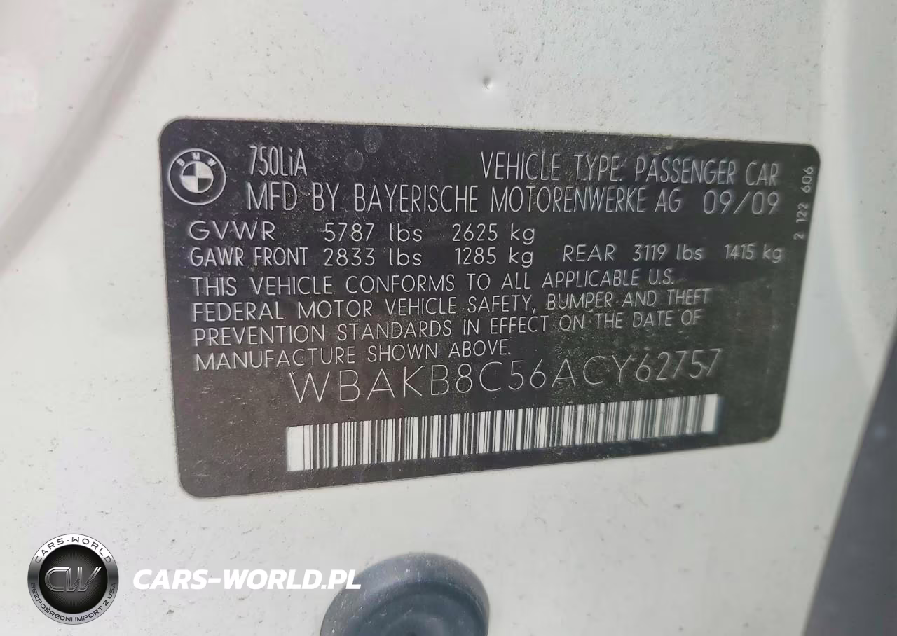 2010 BMW 750 Li VIN:WBAKB8C56ACY62757 - 12