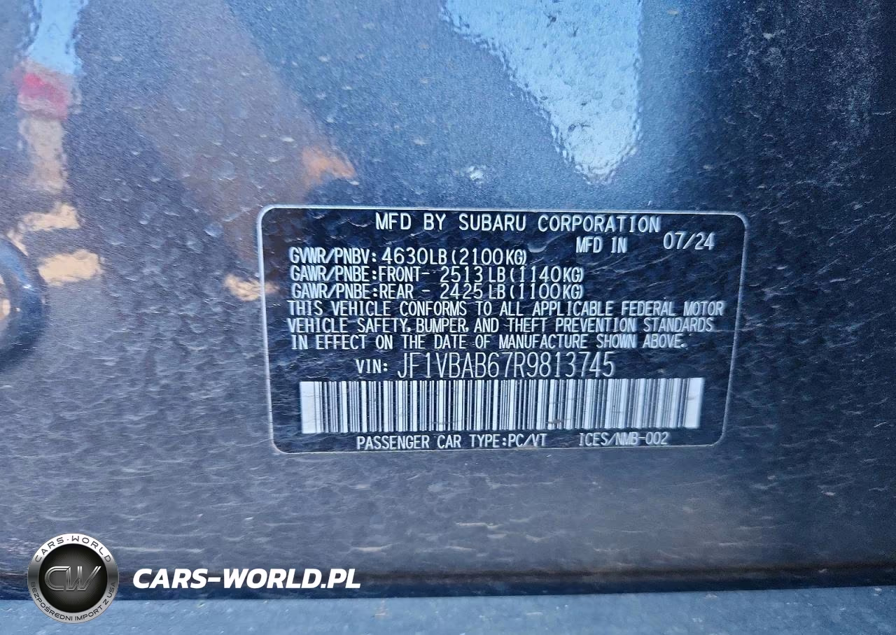2024 Subaru Wrx VIN:JF1VBAB67R9813745 - 12