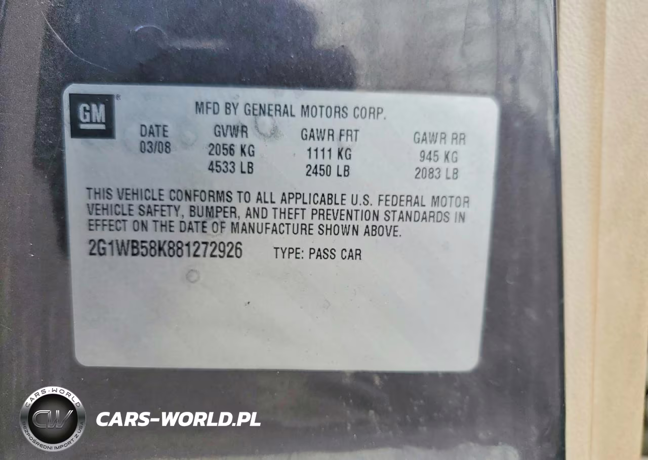 2008 Chevrolet Impala Ls VIN:2G1WB58K881272926 - 12