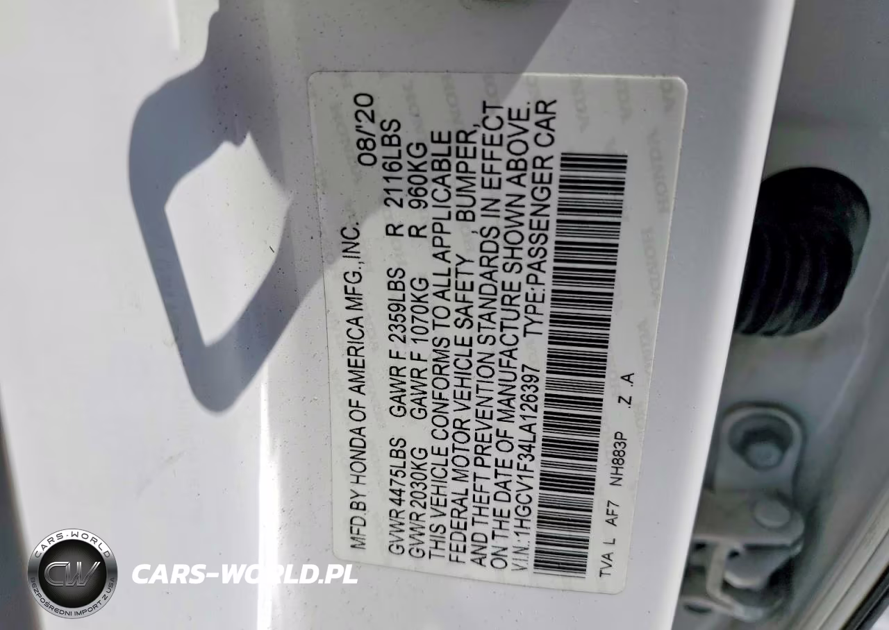 2020 Honda Accord Sport VIN:1HGCV1F34LA126397 - 13