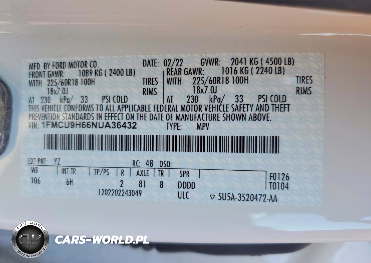 2022 Ford Escape Sel VIN:1FMCU9H66NUA36432 - 13