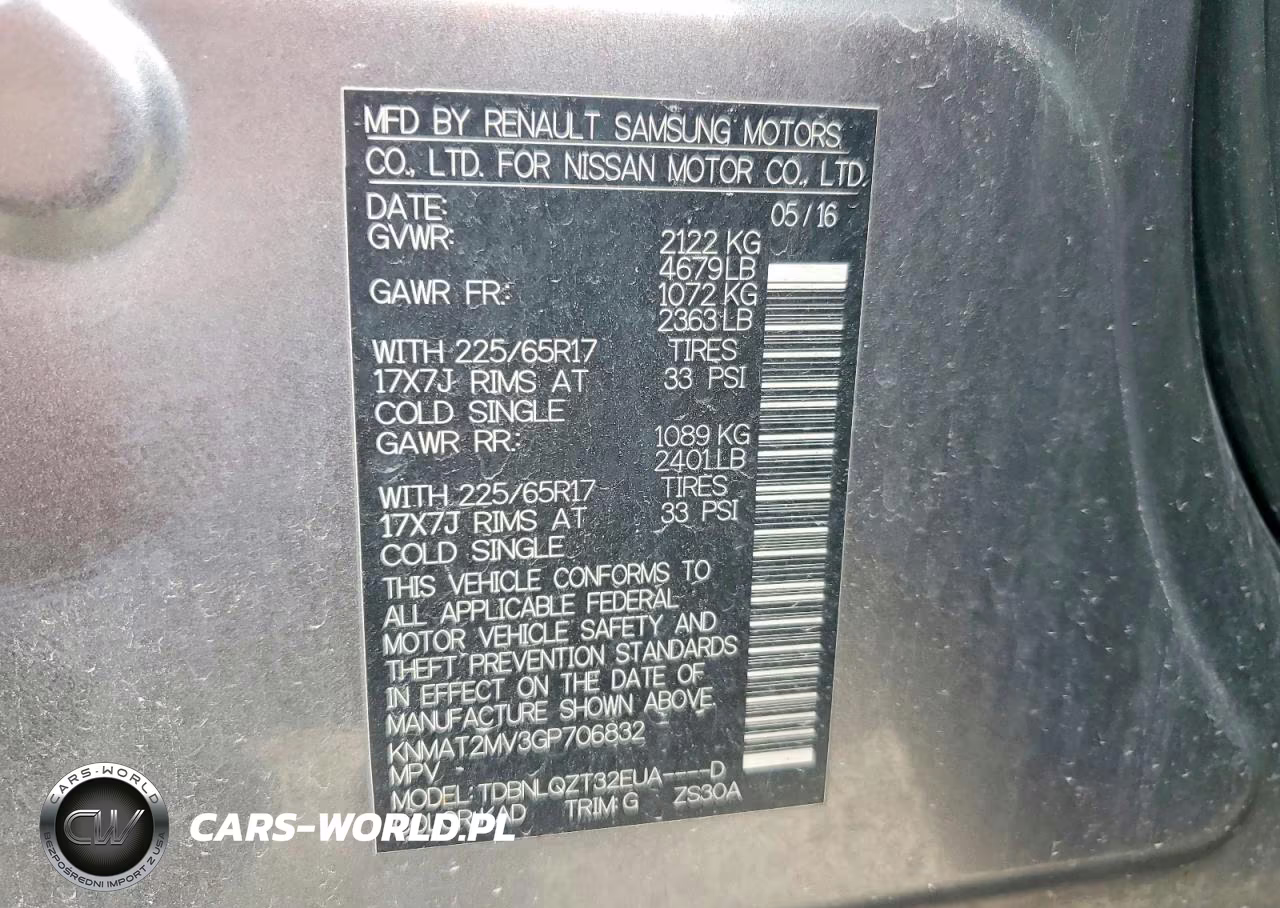2016 Nissan Rougue VIN:KNMAT2MV3GP706832 - 13