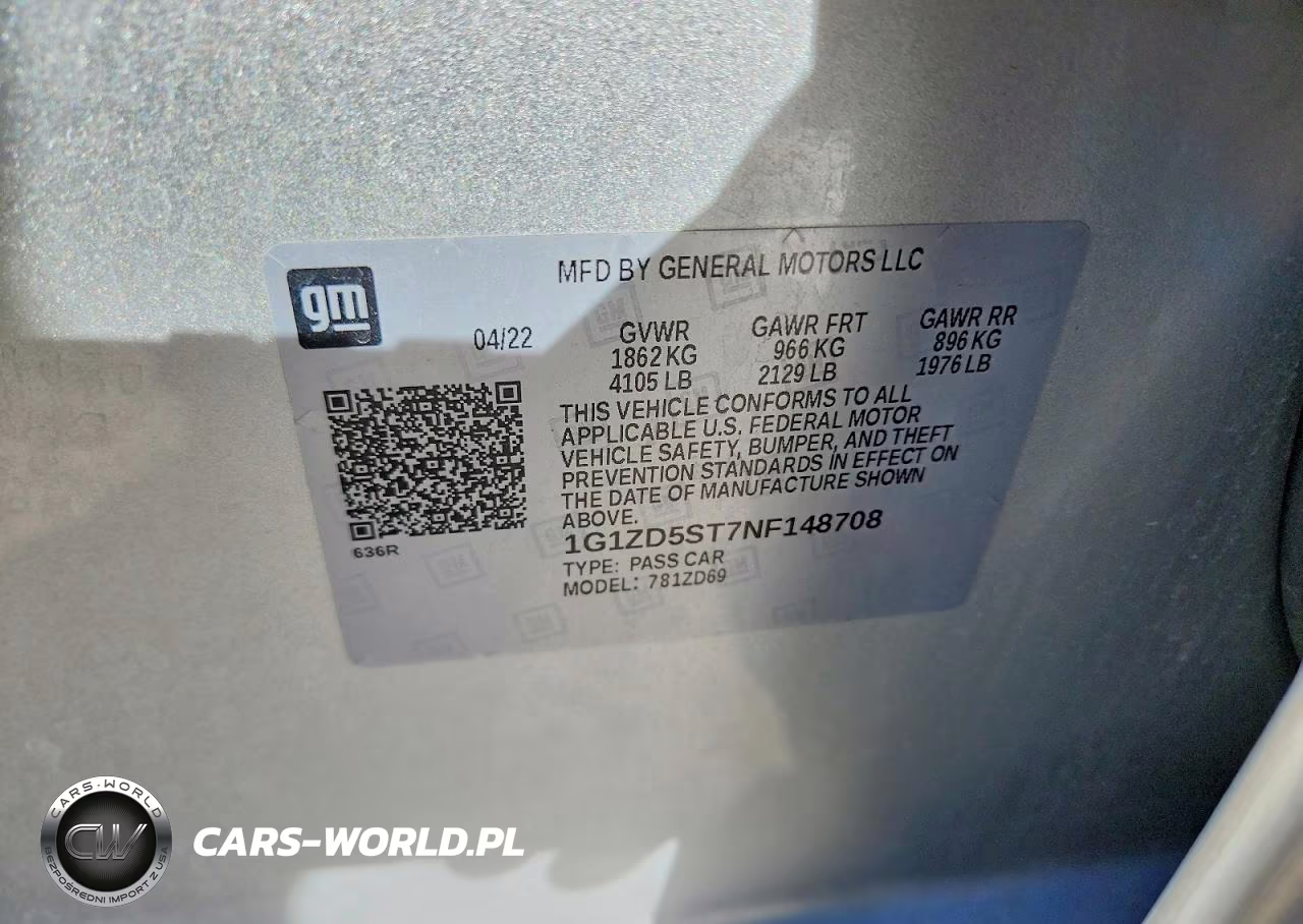 2022 Chevrolet Malibu Lt VIN:1G1ZD5ST7NF148708 - 12