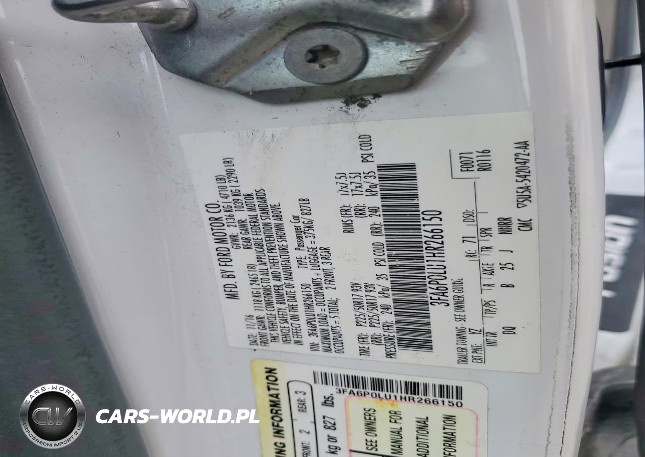 2017 Ford Fusion Se Hybrid VIN:3FA6P0LU1HR266150 - 12
