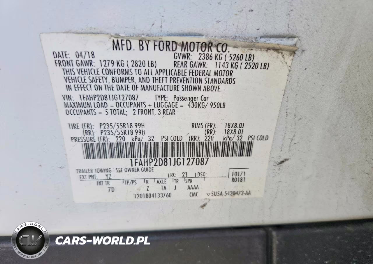 2018 Ford Taurus Se VIN:1FAHP2D81JG127087 - 12