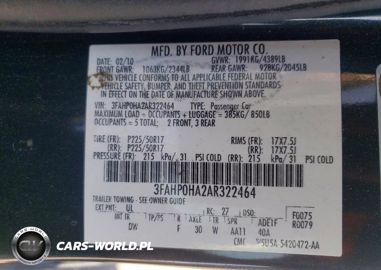 2010 Ford Fusion Se VIN:3FAHP0HA2AR322464 - 12