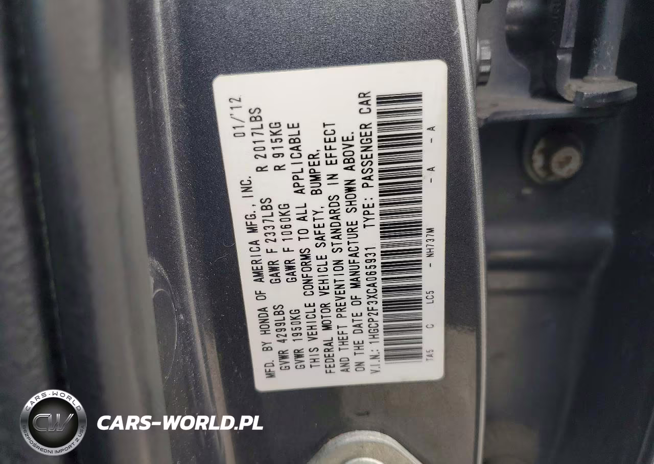 2012 Honda Accord Lx VIN:1HGCP2F3XCA065931 - 13