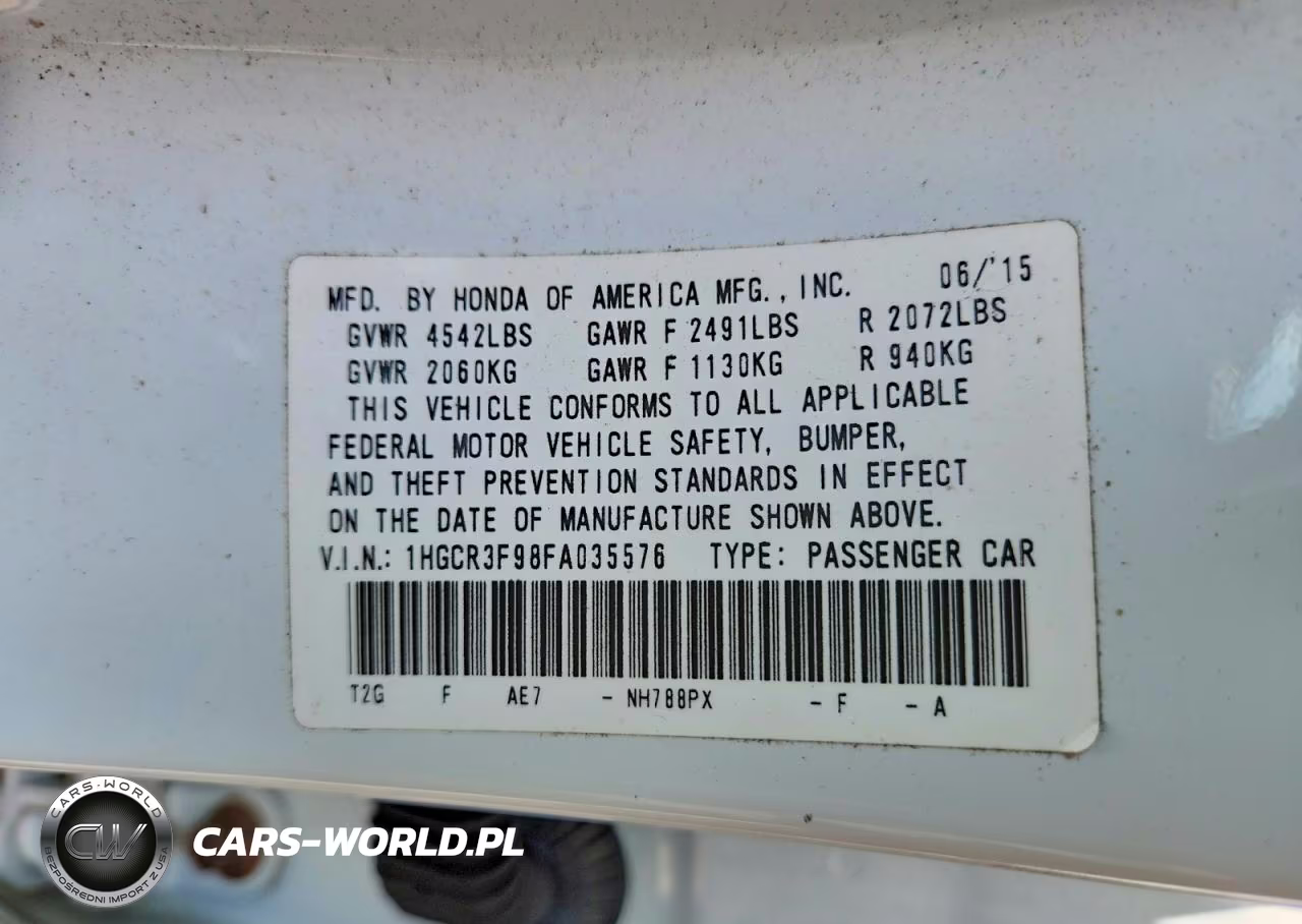 2015 Honda Accord Touring VIN:1HGCR3F98FA035576 - 13