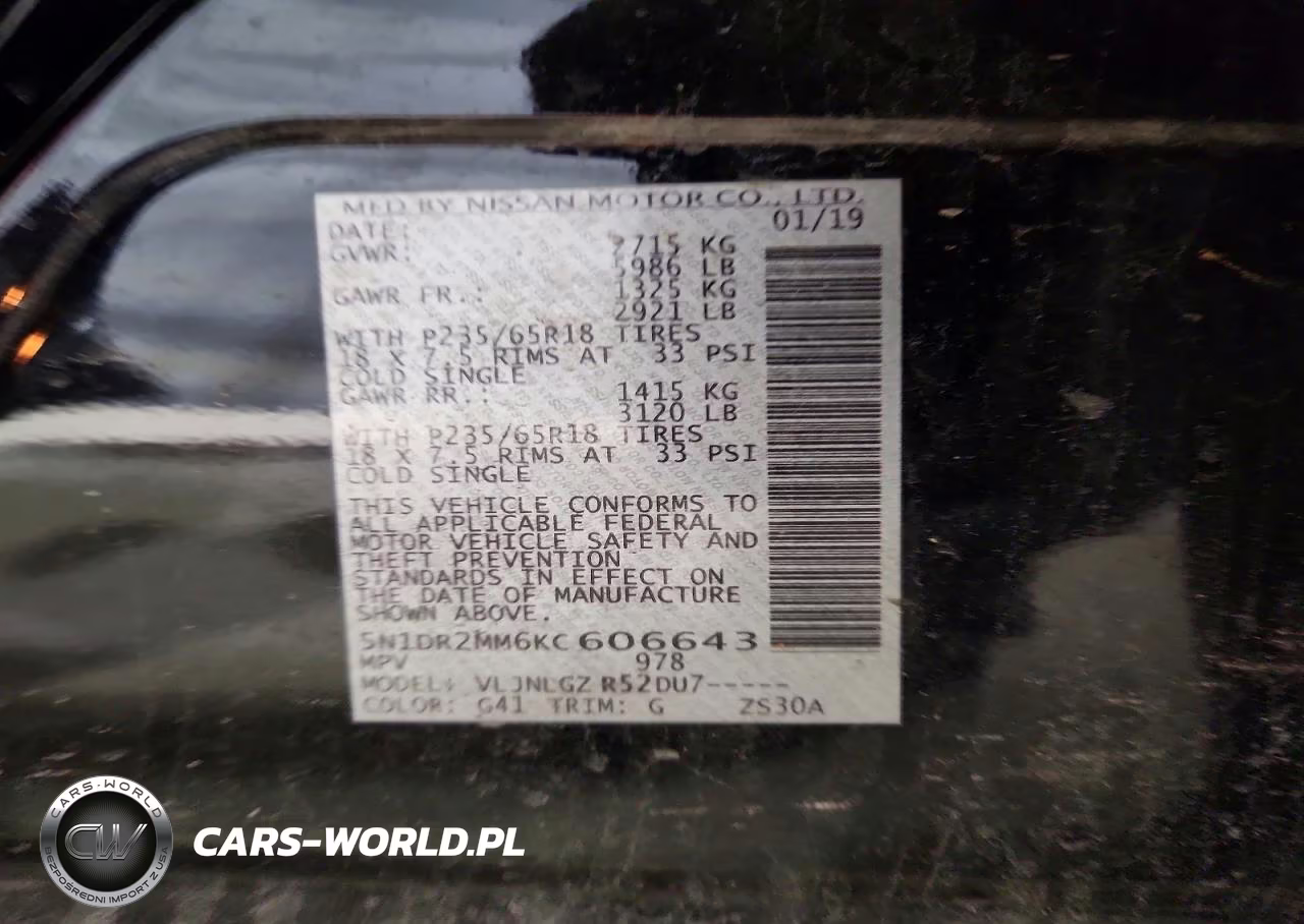 2019 Nissan Pathfinder Sl VIN:5N1DR2MM6KC606643 - 13