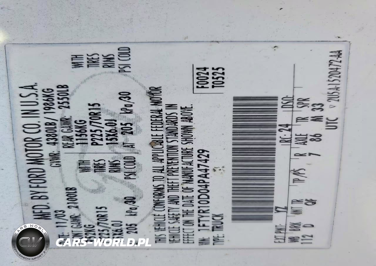 2004 Ford Ranger VIN:1FTYR10D04PA47429 - 12