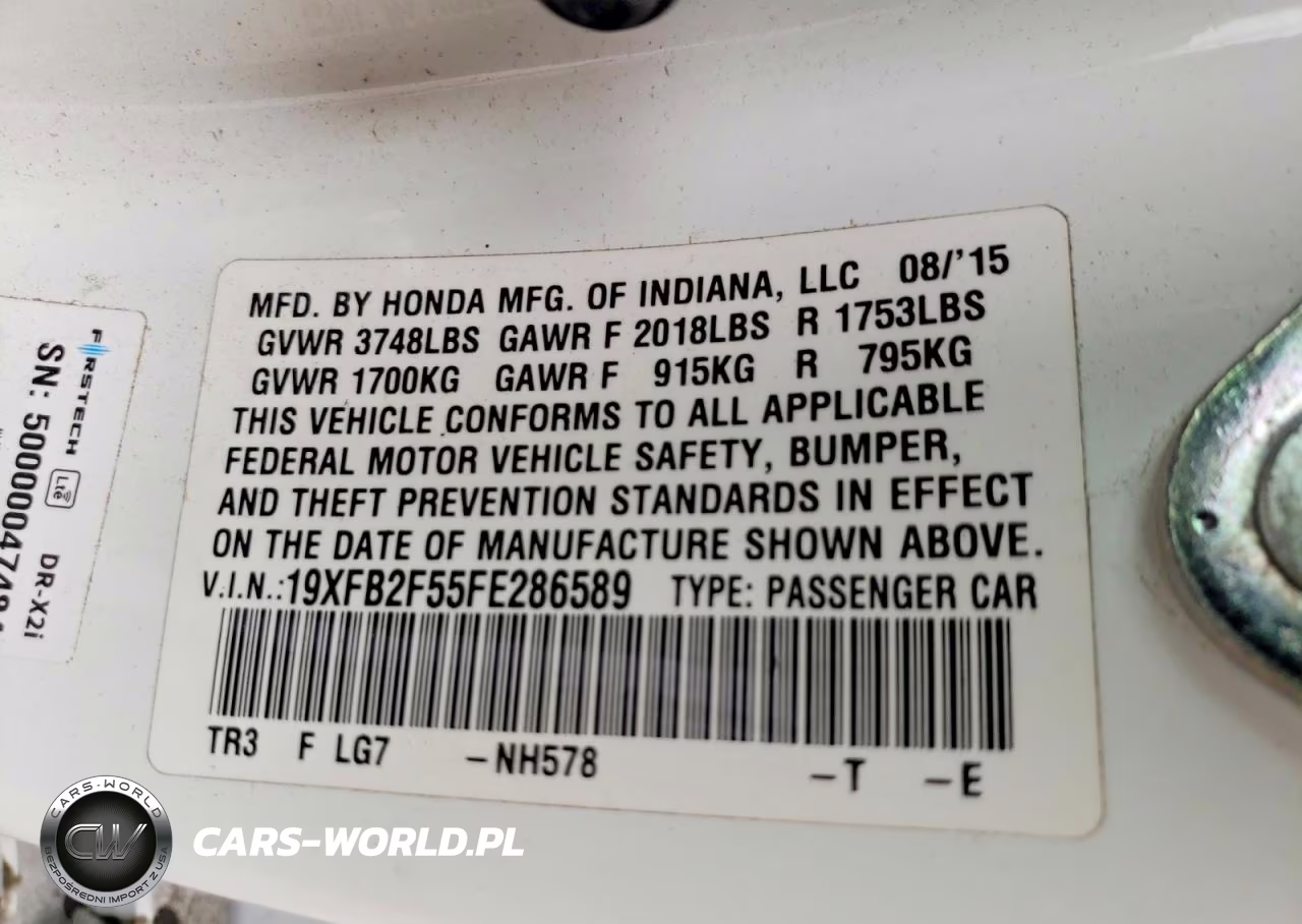 2015 Honda Civic Lx VIN:19XFB2F55FE286589 - 12
