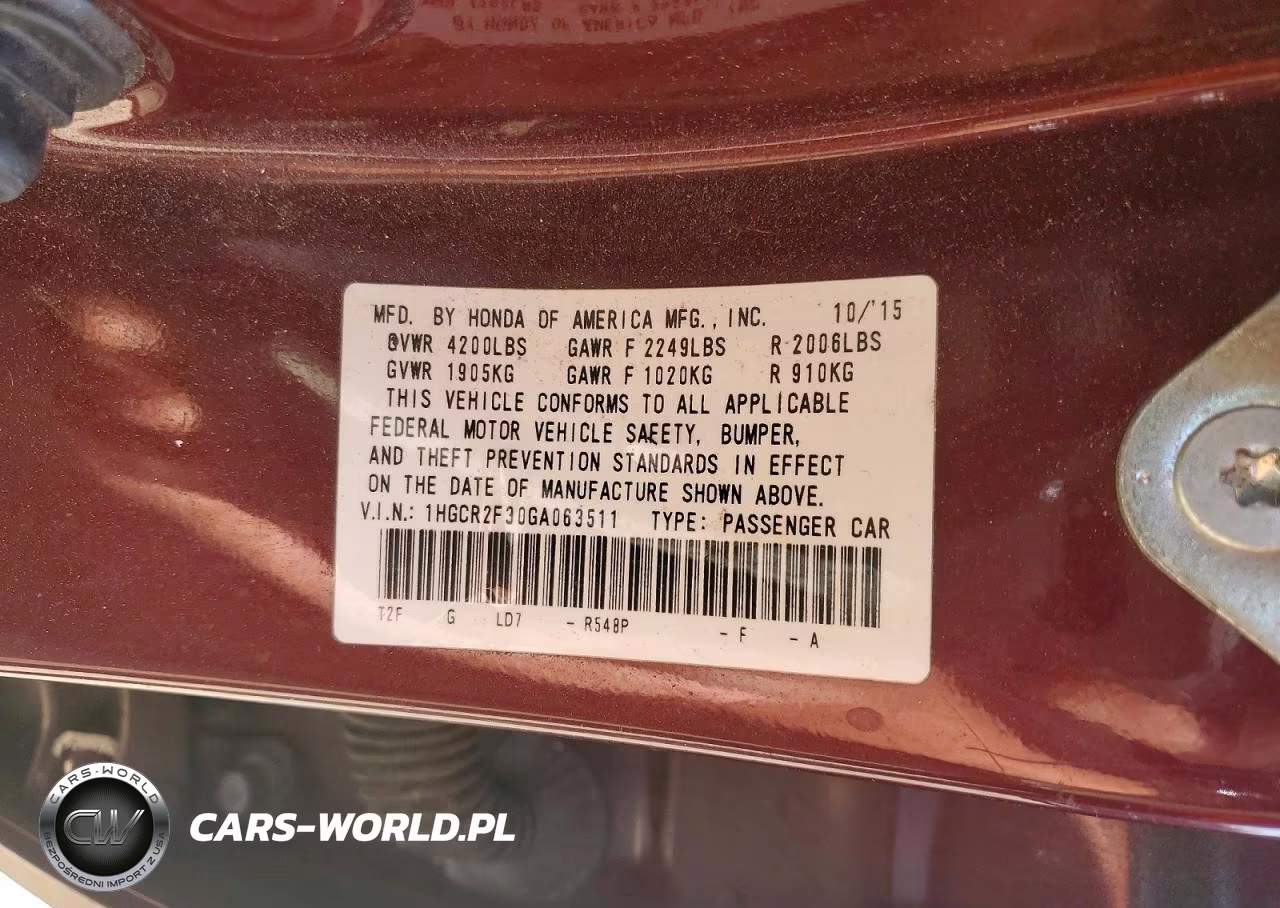 2016 Honda Accord Lx VIN:1HGCR2F30GA063511 - 13