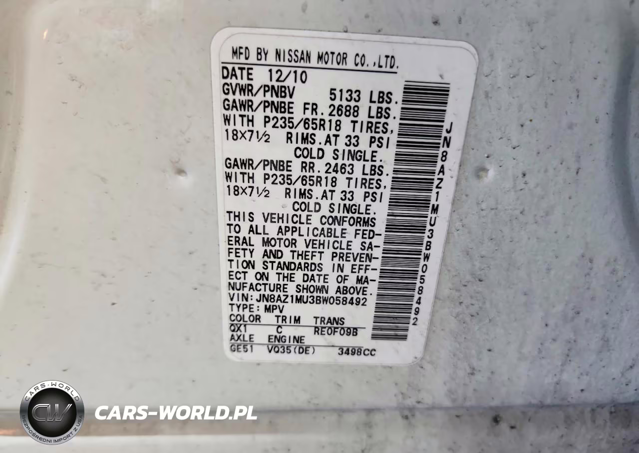 2011 Nissan Murano VIN:JN8AZ1MU3BW058492 - 13
